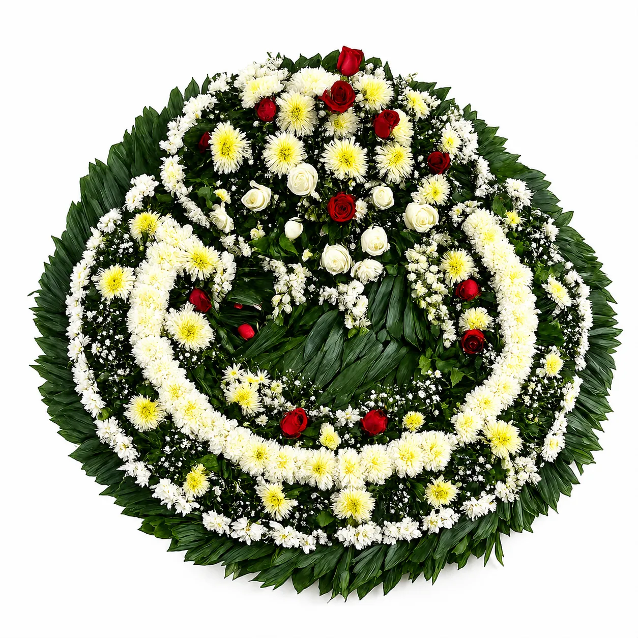 Corona fúnebre normal con crisantemos y rosas – DA'Flores